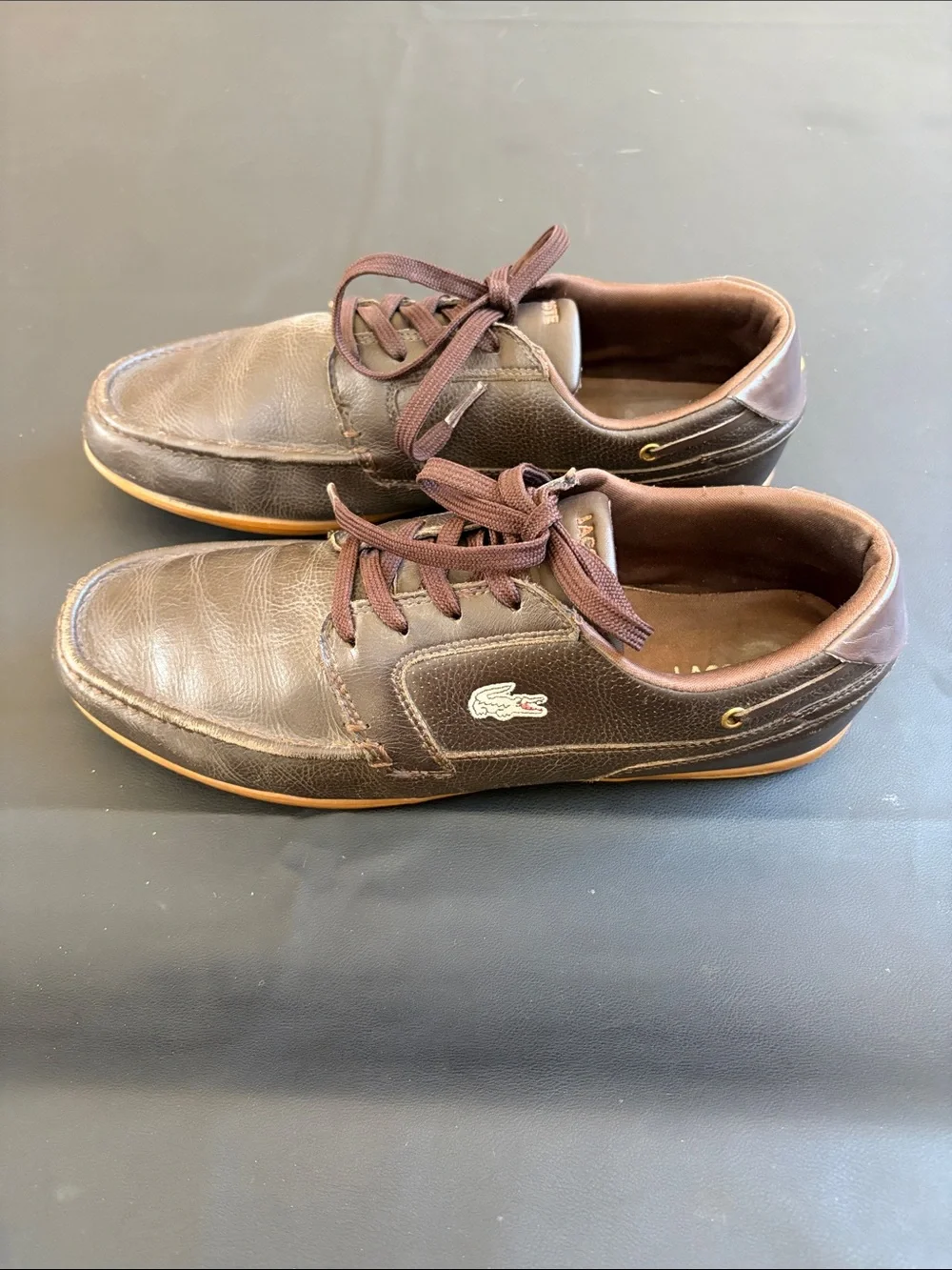 Lacoste Dreyfus Brown Leather Boat Shoes Sneakers Men’s 11.5 EU 45